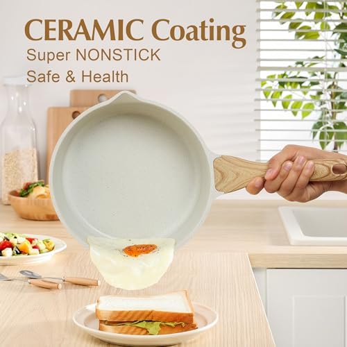 SENSARTE 3 Quart Ceramic Nonstick Saucepan with Double Pouring Spout - Image 3
