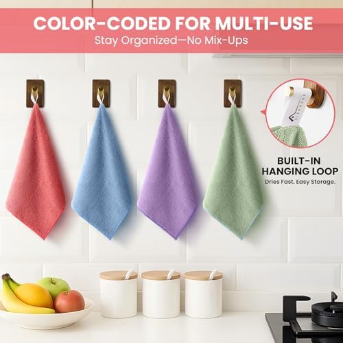 SIFANGKE Microfiber Cleaning Cloth, 100 Pack Assorted Color Cleaning Rags for Housekeeping, Colorful Reusable Microfiber Towels for Car, Kitchen, Bathroom and Household Cleaning Supplies, 11.8"X11.8" - Image 3