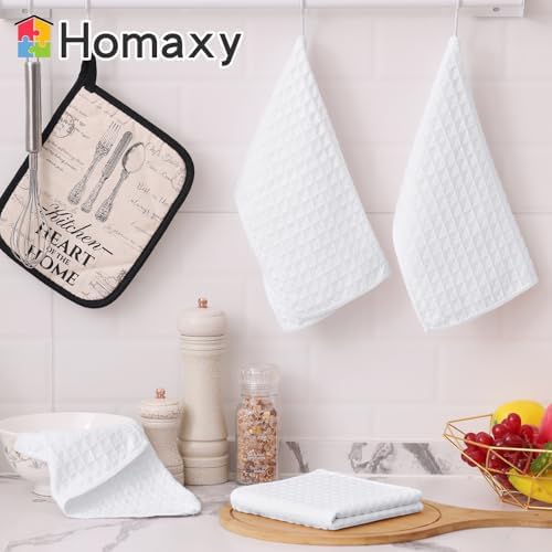 Homaxy Microfiber Kitchen Towels and Dishcloths Sets, 8 Pack, White - Image 5