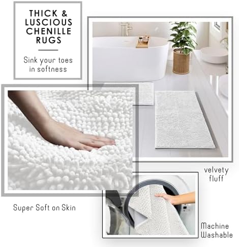 Clara Clark White Bathroom Set, Bathroom Sets with Shower Curtain and Rugs - Image 5