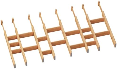 8 Pack Kitchen Drawer Dividers with Inserts, Bamboo Adjustable Drawer Organizers, Expandable Organization for Home, Dressers, 8 Dividers with 16 Inserts by VRICCC