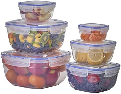 Superio Sealed Plastic Food Storage Container - Airtight, Leakproof Meal Prep Containers with Easy Snap Lid- Microwave and Freezer Safe- Square by Superio