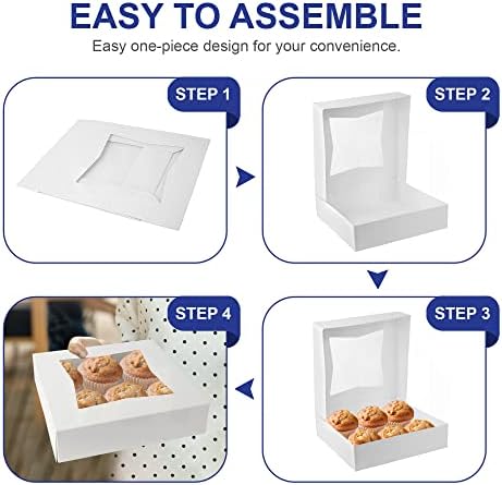 MT Products White Bakery Pie Boxes 9" x 9" x 2.5" - Auto Pop-Up Windowed Bakery Boxes (Pack of 15) - Made in the USA - Image 5