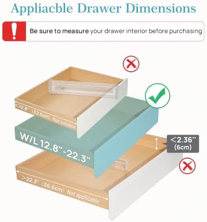 Vtopmart 2.36" Short Upgrade Drawer Dividers 12.8"-22.3" Expandable 4 Pack | Adjustable Kitchen Drawer Organizer, Clear Plastic Separator for Flatware, Utensils, Cutlery, Underwear Storage, Space Saving - Image 3