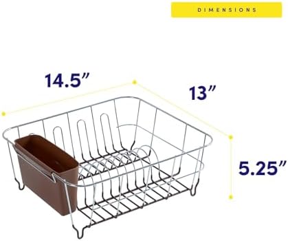Dish Drying Rack & Cutlery Holder 2 Piece Set - Compact Sink-Fitting Dish Drainer with Rubberized Undercoating, Space-Saving Kitchen Organizer for Plates, Cups, Bowls & Utensils in Sink, Bronze Brown - Image 4