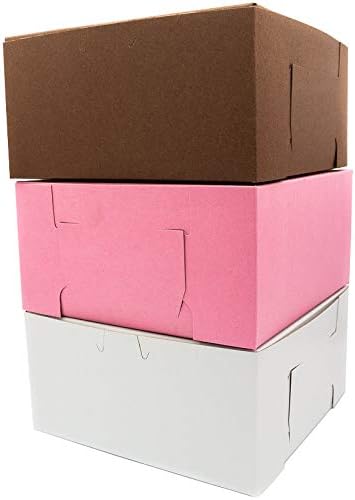 Made in USA 10" X 10" X 5" Recycled Chocolate Kraft Cake Box & 10" Round Cake Boards (Pack of 10 – Front Loading) - Image 7