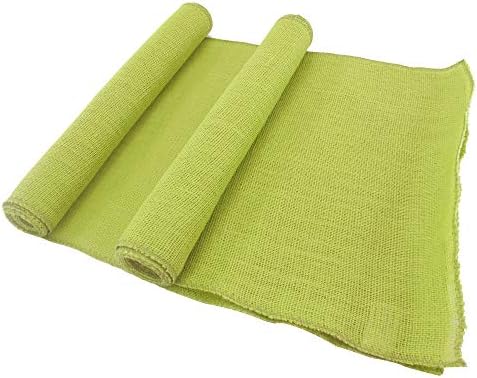 BambooMN Green 15" x 88" Vintage Burlap Table Runner for Rustic Wedding Bridal Shower Bachelorette Graduation Party Table Decor Decorations, 30 Pieces by BambooMN