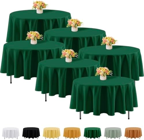 Fitable 6 Pack Hunter Green Round Tablecloths - 70 Inches in Diameter by Fitable