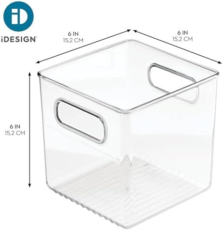 iDesign Plastic Pantry Storage Organizer Bin, 6" x 6" x 6" | Easy Grip Handles, Kitchen Storage, Freezer and Fridge Organizer, Clear - Image 4