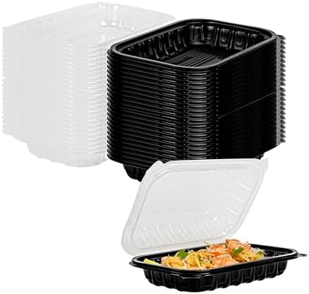 Restaurantware 24 oz Black Plastic Clamshell Container, 50 Pack by Restaurantware