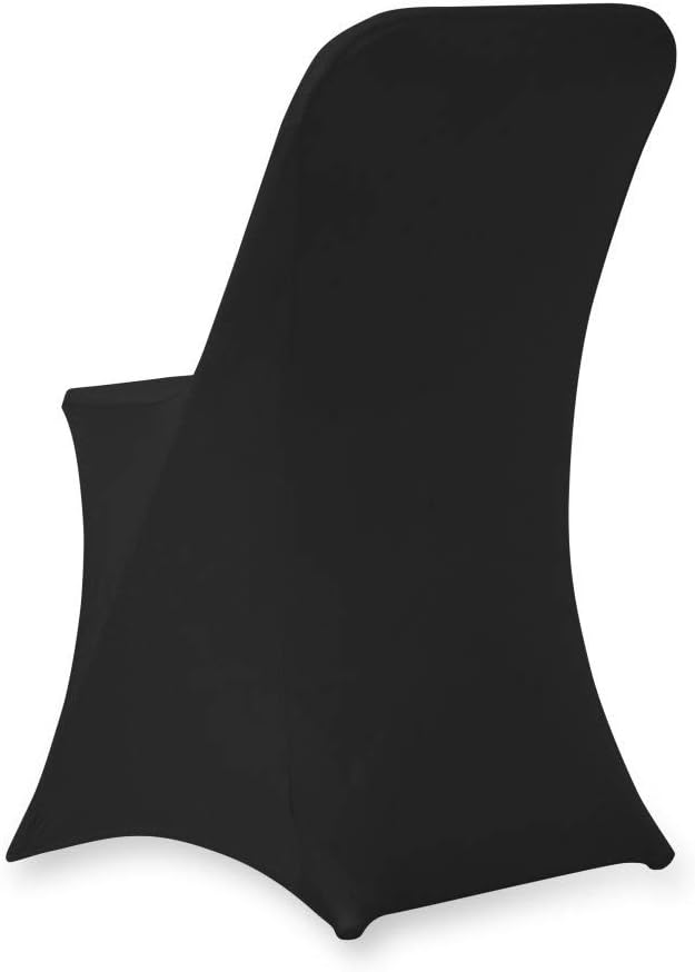 Linenlanding Set of 1/10/50Pcs Hotel Fitted Folding Dining Spandex Stretch Chair Covers - Wedding Reception Banquet Party Restaurant, 17 Colors! (10, Black) - Image 3