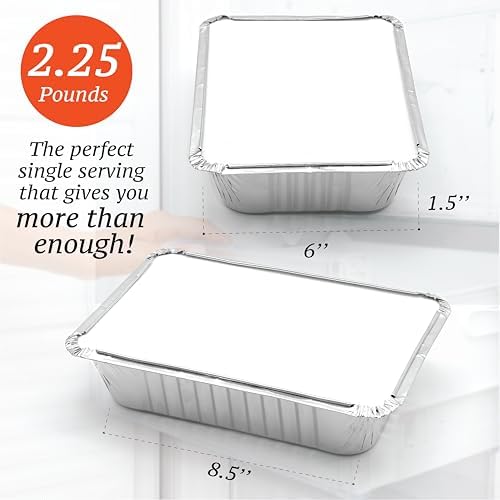 110 Pack - 2.25LB Aluminum Pans with Cardboard Lids - To go Foil Containers with Lids - Disposable Food Containers - Foil Take Out - Meal Prep Trays Foil Tins Freezer Meals Comercial - Image 2