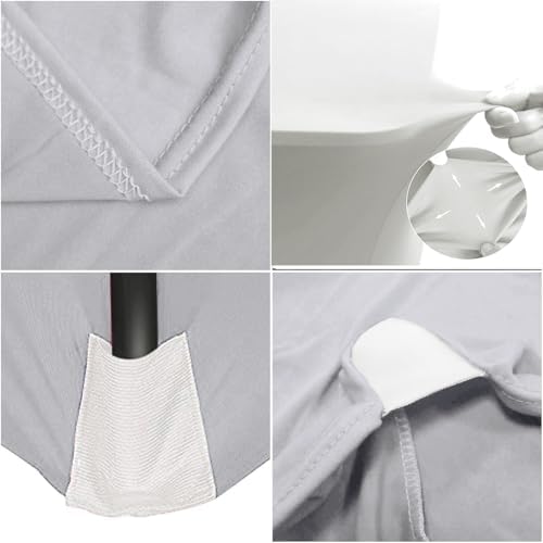 MDS® Pack of 2 Spandex Tablecloth 4FT Tight Fitted Stretch Table Cover – Washable Wrinkle-Free Reusable Elastic Patio Tablecloth for Wedding, Party, Banquet, Trade Show, Event Décor - Light Grey - Image 4
