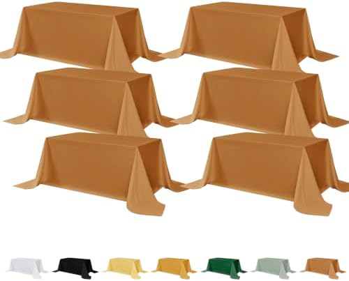 Fitable 6 Pack Bronze Tablecloths for Rectangle Tables, 90 x 132 Inch by Fitable