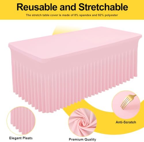 Smiry Spandex Elastic Fitted Table Cloth Skirt for 4FT Rectangle Table - Image 2