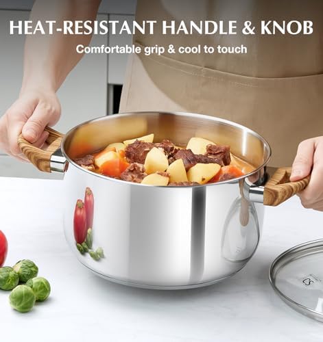 KOCH SYSTEME CS Stainless Steel Pot - 4 Quart Induction Stainless Steel Stock Pot with Lid for Pasta, Soup, Spaghetti, Steel Soup pots with Heat-Resistant Bakelite Double Handle, Dishwasher Safe - Image 5
