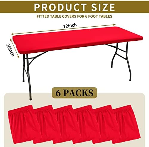 6 Pack Stretch Table Top Cap Cover, Red, 30" x 72" - Image 2