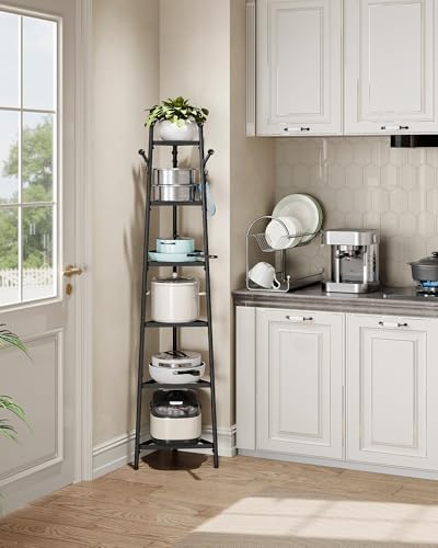 CHOEZON Pot Racks, 6-Tier Cookware Stand, Triangle Shelf Storage Tower for Kitchen, Pans Pots Storage Rack, Metal Wire Shelf Organizer, Corner Shelf, for Kitchen, Living Room, Black TPR15BB - Image 3