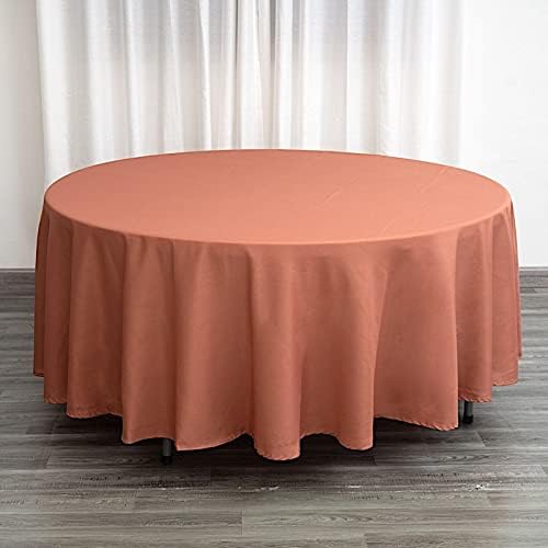BalsaCircle 10 pcs 108 inch Terracotta Round Washable Polyester Easy-Care Tablecloth for Indoor and Outdoor Bridal Shower Wedding Events Kitchen Dining - Image 2
