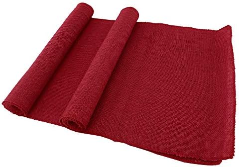 BambooMN Cranberry 15" x 88" Vintage Burlap Table Runner for Rustic Wedding Bridal Shower Bachelorette Graduation Party Table Decor Decorations, 1 Pieces by BambooMN