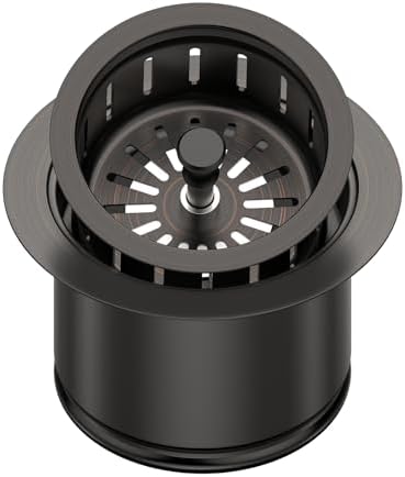 Kitchen Extended Garbage Disposal Flange Strainer Stainless Steel Assembly Kit with Basket Strainer and Drain Stopper for 3 1/2 Inch Standard Sink Drain, Deep Sink Flange for Disposer, ORB Brushed by VISTOP