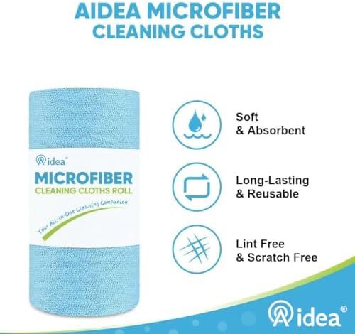 AIDEA Microfiber Cleaning Cloth Roll-50PK, Blue Shop Towels 11.5"×11.5" - Image 4