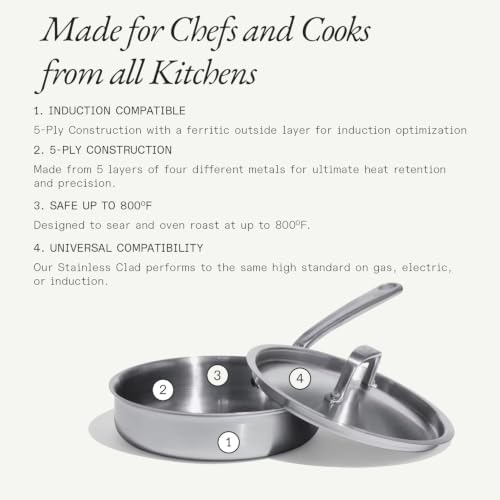 Made In Cookware - 1.75 Quart Stainless Steel Saute Pan - 5 Ply Stainless Clad - Professional Cookware - Induction Compatible - Crafted in Italy - Image 2