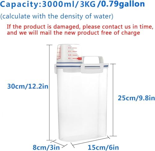 5.5 Lbs Rice Airtight Dry Food Storage Container Set of 4, Rice Storage Bin Cereal Containers Dispenser, Thicken Plastic Clear Food Storage Box with Pouring Spout, Measring Cup for Grain, Flour Snacks | BPA Free, Airtight Lid, with Pouring Spout, Clear... - Image 5