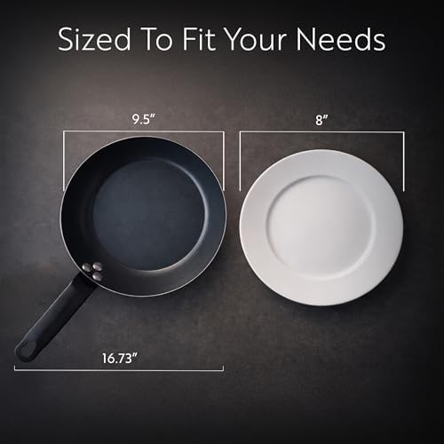 Restaurantware Carbon Steel Fry Pan 1 Count 9 1/2 Inch Durable Nonstick Fry Pan, Black Skillets With Triple-Riveted Handle, Steel, Black, Versatile Cooking For Induction And Oven-Friendly Uses - Image 2