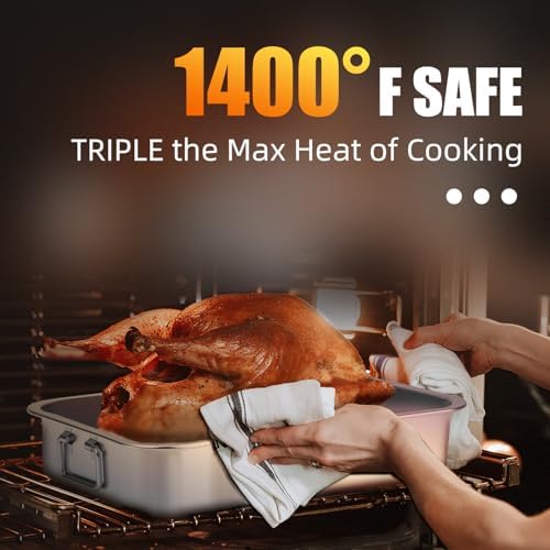 Stainless Steel Turkey Roasting Pan with Rack & Handles, Heavy Duty Food-Safe Turkey Pan Dishwasher Safe, Perfect for Cooking Turkey and Steak for Thanksgiving and Christmas (Standard) - Image 4