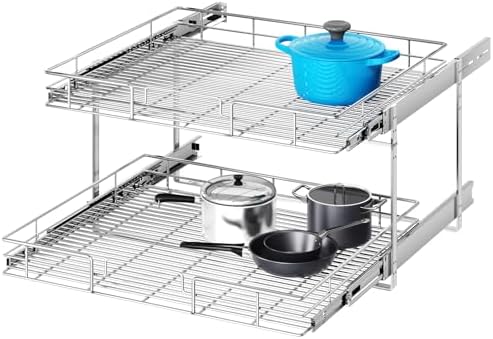 2 Tier Individual Pull Out Cabinet Organizer 28½" W x 21½" D, Heavy Duty Cabinet Pull Out Shelves, Slide Out Drawers Organization for Kitchen Cabinets Bathroom by Unknown