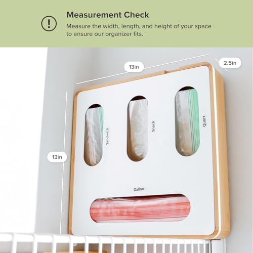 KitchenEdge 4-Slot Bag Organizer, Wall Mountable, Bamboo - Image 4