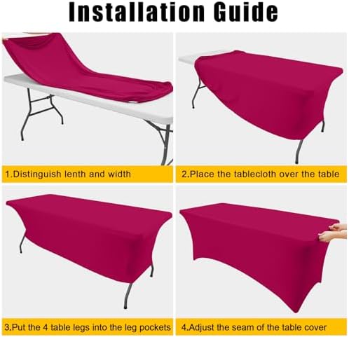 Smiry 2 Pack Spandex Table Cloth 5FT, Elastic Fitted Fuchsia Tablecloth - Image 5