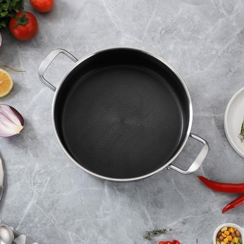 Yeksum 8-Quart Tri-Ply 18/10 Stainless Steel Saute Pan 13-Inch Nonstick Skillet with Lid, Even Heat, Induction Ready, Dishwasher & Oven Safe - Image 4