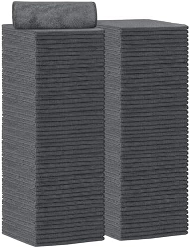 AIDEA Gray Microfiber Cleaning Cloth-100PK, Cleaning Rags 12"x12" Absorbent by AIDEAHOME