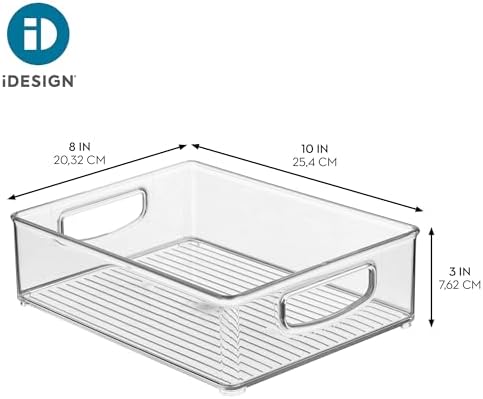 iDesign Plastic Stackable Pantry Bin, Set of 4, Clear | Organizer Bin with Handles, For Cabinets or Fridge - Image 4