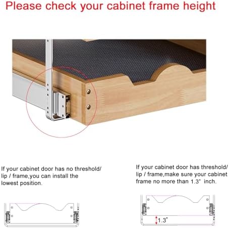 DINDON 3 Tier Pull Out Cabinet Organizer 17”W X21”D Slide Out Shelves With Shelf Liner for Kitchen Wood Roll Out Drawers Pantry Organization - Image 6