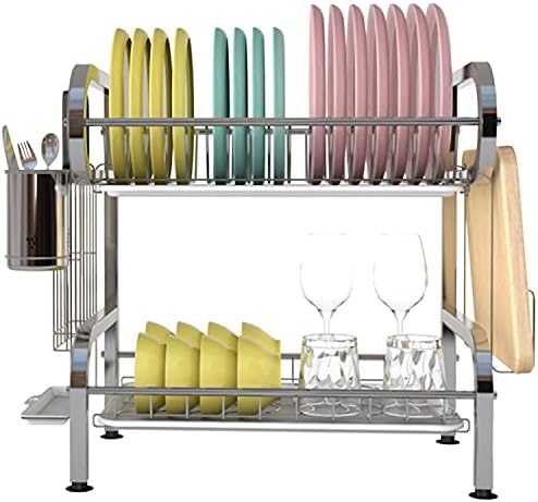 Stainless Steel Dish Drying Rack,Dish Strainer for Kitchen 2 Tier Dish Racks on Counter with Drainboard (Silver) - Image 5