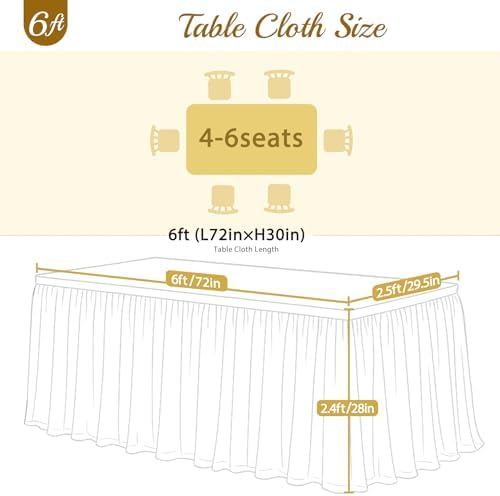 Suppromo 4 Pack 6ft Lavender Tulle Tablecloths for Rectangle Tables, 6 Foot Rectangular Table Cloth Wrinkle Free Table Cover with Tutu Skirt for Wedding Baby Shower Birthday Party Banquet Buffet Cake - Image 5