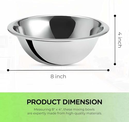 OCS Parts 2-Pack 1.5 Quart Stainless Steel Mixing Bowls | 8-Inch - Image 2