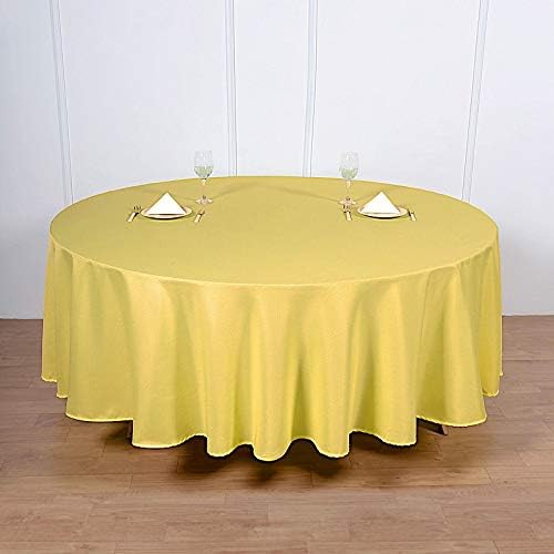 BalsaCircle 6 pcs 108 inch Yellow Round Polyester Tablecloths Fabric Table Cover Linens for Wedding Party Banquet Reception Events Kitchen Dining - Image 2