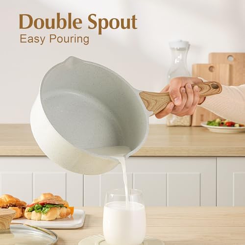 SENSARTE 3 Quart Ceramic Nonstick Saucepan with Double Pouring Spout - Image 2