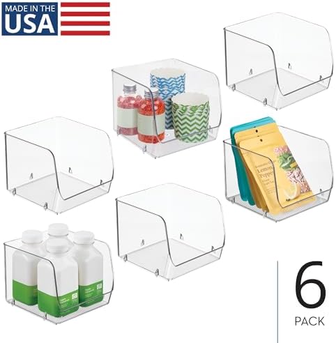 iDesign Stackable Open-Front Storage Bins, Set of 6, Clear - Image 2