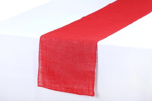 MDS® Pack of 25 Natural Burlap Table Runner, 12 x 72 Inch, Jute Rustic Farmhouse Boho Table Decor for Wedding Reception, Dining Table, Bridal Shower, Baby Shower & Party Decorations - Red - Image 3