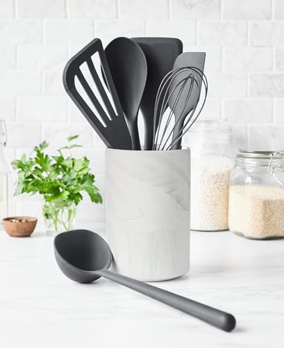 GreenPan Silicone 7 Piece Utensil & Crock Set, Cooking Kitchen Utensil, Flexible Rubber Nonstick Cookware, Rigid Steel Core, Heat-Resistant, Anti-Slip Handle, BPA-Free, Dishwasher Safe, Charcoal Gray - Image 2