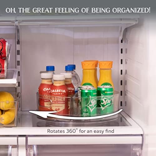 Oizeir Lazy Susan Turntable - Clear Acrylic, Removable Sections, Rotates 360 Degrees. Easily Organize Your Fridge, Cabinet or Counter. Great Carousel Storage for Food, Spices, Cosmetics. (4-Sections) - Image 3