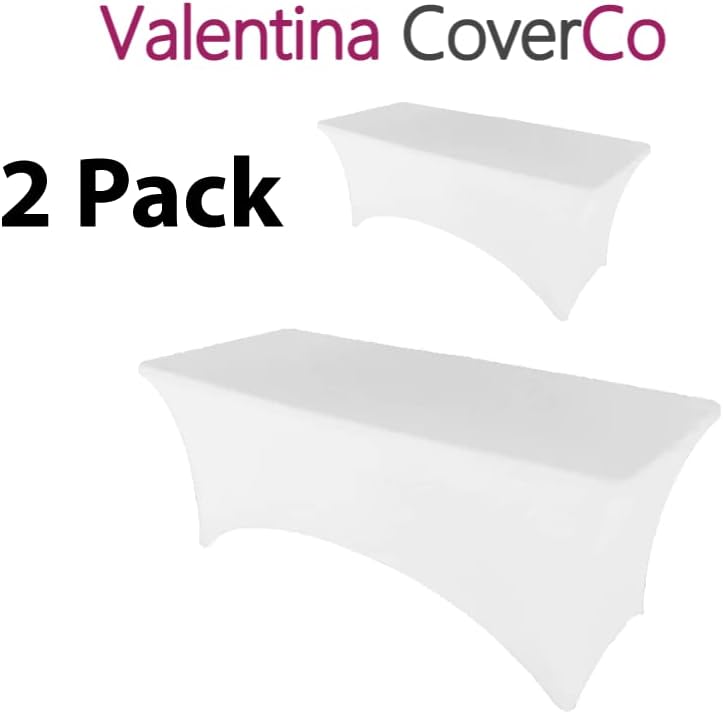 White 8 Foot 30x96x30H Tight Fit Spandex Tablecloth for Weddings and Events - Image 2