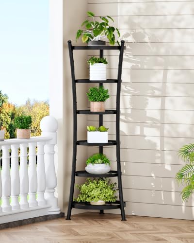 CHOEZON 6-Tier Freestanding Pot Rack, 100 Lbs Capacity Cookware Storage Stand, Sturdy Pan Holder Tower with Anti-Tip Feet, Large Storage Rack with Metal Frame, for Kitchen Dining Room, Black TPR25BB - Image 4