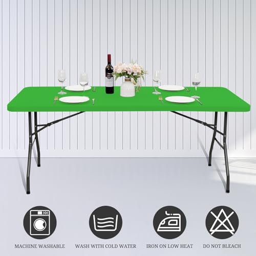 6 Pack Stretch Table Top Cap Cover, Green, 30" x 96" - Image 5