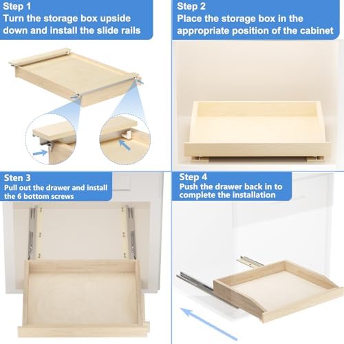 Pull Out Cabinet Drawer 28½” W x 21” D, Soft Close Pull Out Cabinet Organizer, Bottom Assembly - Image 6